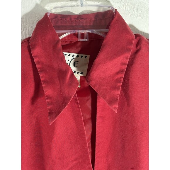 ICE Women's 100% Silk Bright Hot Red Wrap Lined Blouse Long Sleeve Size 8 - Picture 4 of 7